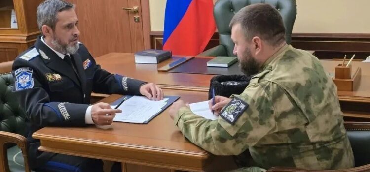 Атаман Всероссийского казачьего общества Виталий Кузнецов провел рабочую встречу с врио атамана Терского казачьего войска Антоном Трушевым