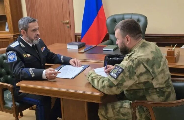 Атаман Всероссийского казачьего общества Виталий Кузнецов провел рабочую встречу с врио атамана Терского казачьего войска Антоном Трушевым